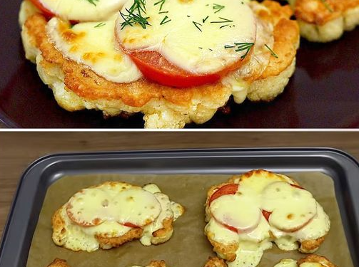 Gebackener Blumenkohl mit Tomaten und 200 g Mozzarella