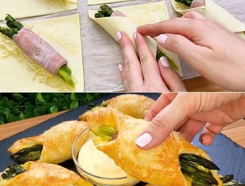 Blätterteig, Schinken, Spargel und Käse!