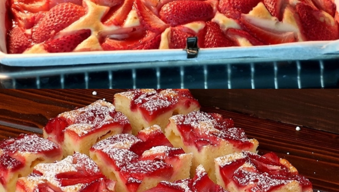 Erdbeer Joghurtkuchen vom Blech in 5 Minuten bereit für den Ofen