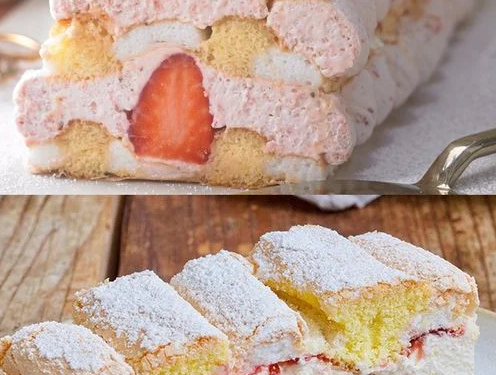 Erdbeer Kardinalschnitte mit 250 ml Schlagsahne in 4 Minuten im Backofen