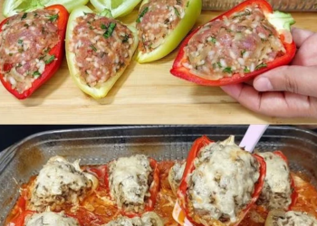 Omas Ofenpaprika gefüllt mit Hackfleisch, schmeckt wahnsinnig lecker!