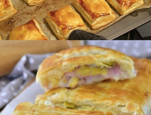 Taschen gefüllt mit Schinken und Käse