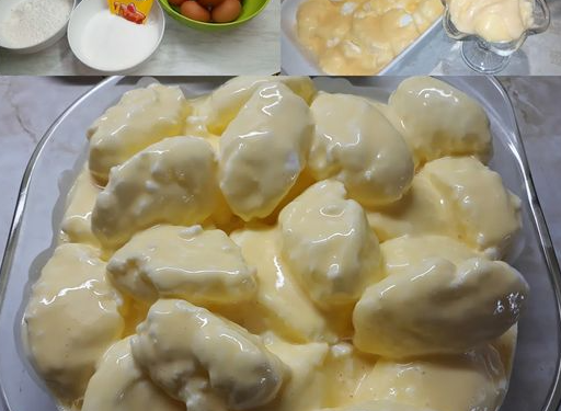 Schneenockerl in Vanillesauce