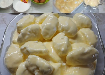 Schneenockerl in Vanillesauce