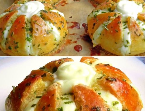 Frischkäse-Knoblauchbrot