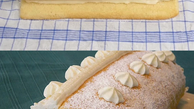 Biskuitrolle mit Zitronen – Quark Füllung, alle sind sprachlos!