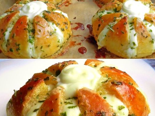 Frischkäse-Knoblauchbrot