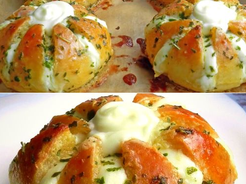 Frischkäse-Knoblauchbrot