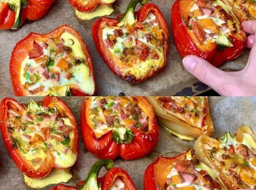 Gefüllte Paprika mit Käse aus dem Backofen