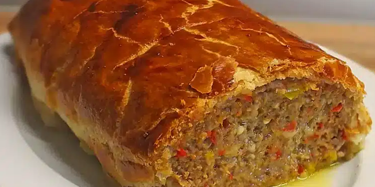 Käse Hackbraten in Blätterteig Rezept