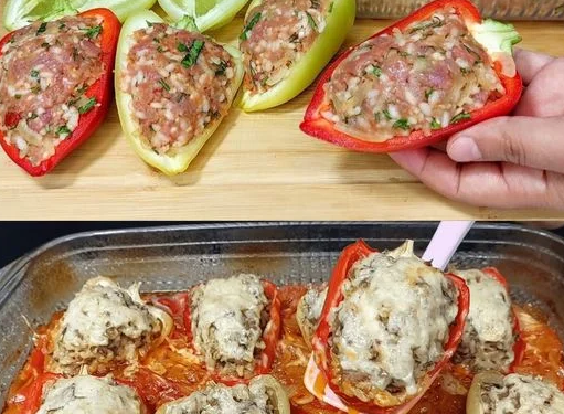 Omas Ofenpaprika gefüllt mit Hackfleisch, schmeckt wahnsinnig lecker!