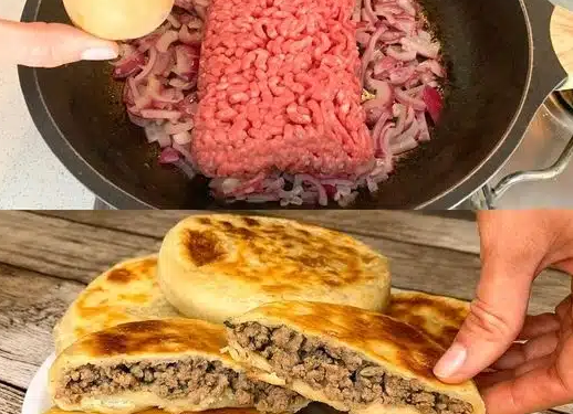 Hammermässig lecker und einfach zubereitet! Fladen gefüllt mit Hackfleisch richtig zum Sattessen !
