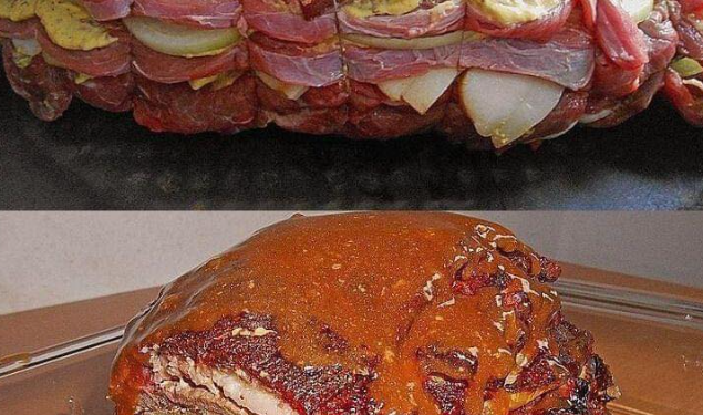 Schichtbraten in Senfsauce