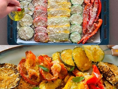 Schneiden Sie das Gemüse, legen Sie es auf das Backblech, in 30 Minuten fertig