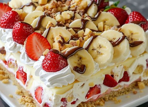 Bananensplit Torte ohne backen mit 500g Frischkase