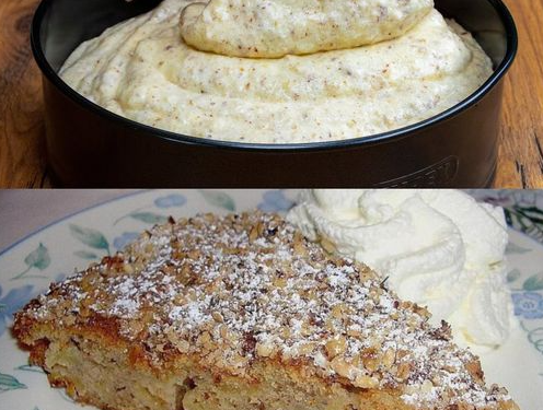Apfel Zimtkuchen mit 150 g Nüssen in wenigen Minuten gemacht