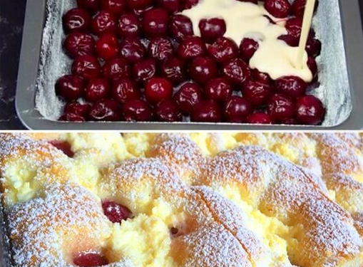 Schneller Quark Kirschkuchen in 5 Minuten im Ofen