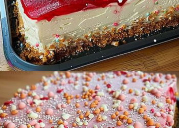 Spaghettieis Blechkuchen mit 400g Erdbeeren ein Tassenrezept