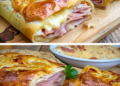 Gefüllter Blätterteigstrudel mit Schinken und Käse in 10 Minuten