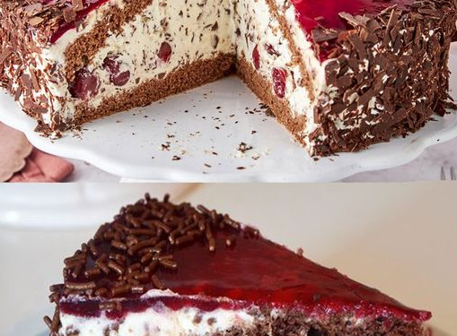 Stracciatella Kirsch Torte mit 1 Glas Kirschen ein Traum