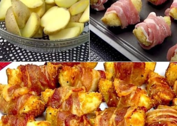 Eingewickelte Kartoffeln Mit Speck und 50 g Parmesan