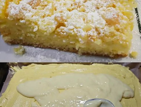 Streuselkuchen mit 2 Packung Vanillepudding und 40 Minuten Backzeit