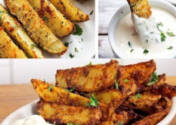 Ich brate 4 Kartoffeln mit Parmesan fur die Knoblauch Kartoffelecken