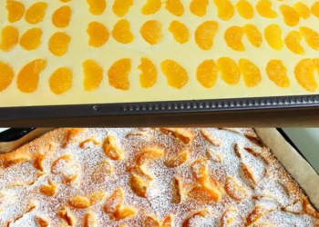Mandarinen Blechkuchen in 10 Minuten gebacken