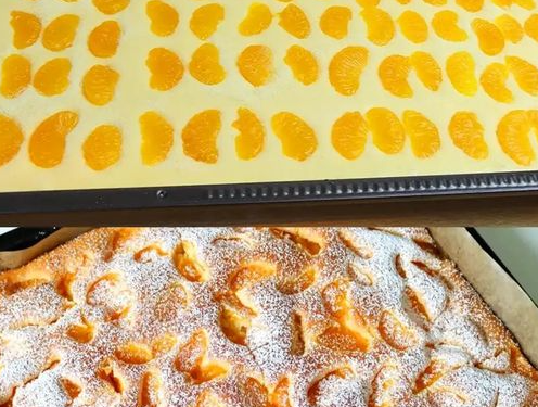 Mandarinen Blechkuchen in 10 Minuten gebacken
