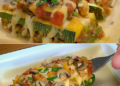Zucchini mit 100 g Streukäse und Champignons