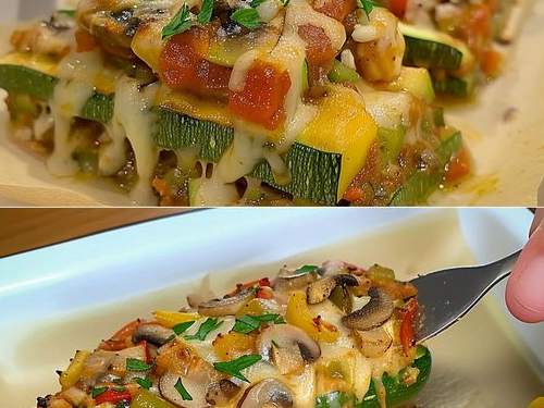 Zucchini mit 100 g Streukäse und Champignons