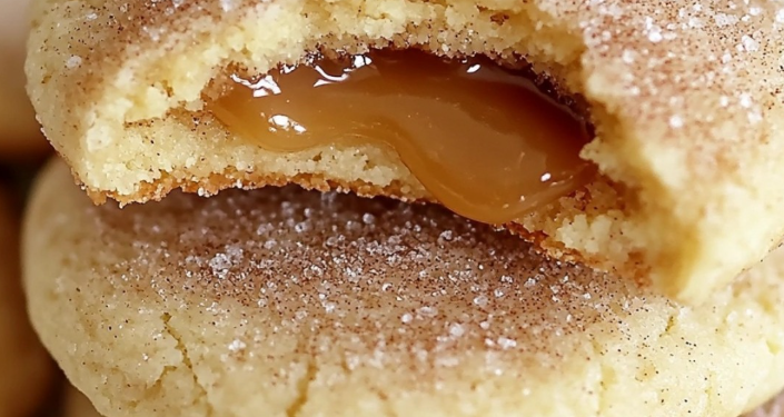 ✨ Caramel-Stuffed Snickerdoodle Cookies 🍪🍯