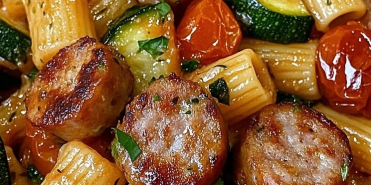 🍗 Hähnchenwurst mit Zucchini, Tomaten und Pasta 🍝