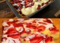 Erdbeer Biskuitkuchen vom Blech in 10 Minuten ein Tassenrezept
