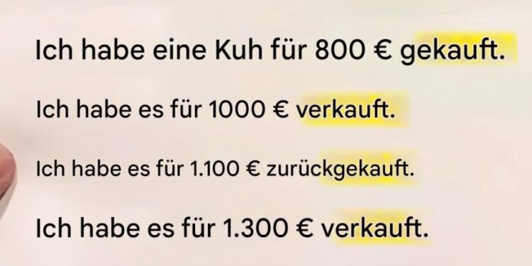 Mathematisches Kuhrätsel: Kannst du es lösen?